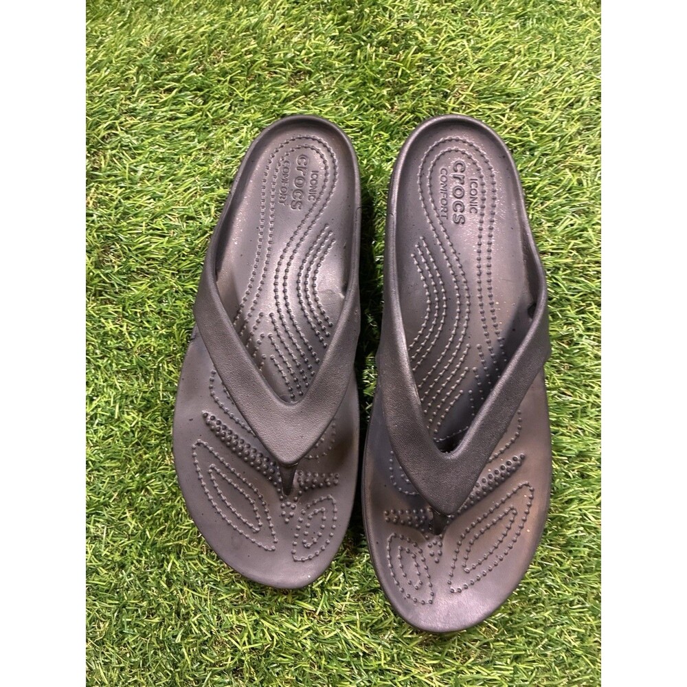 Crocs Kadee II Flip Flops Black Women’s Size 8 Comfort Sandals